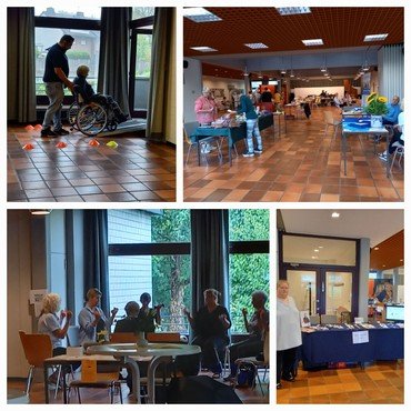 Eine Collage von verschiedenen Veranstaltungen in einem Innenraum.